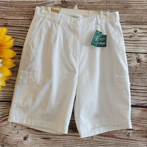 L.l.bean Women's shorts 12 regular white wrinkle free cotton NWT